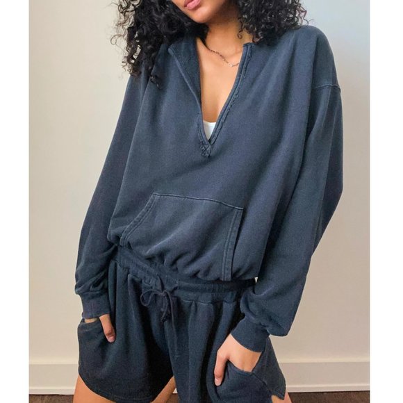 Free People Pants - Free People Kickin’  It Romper Large Washed Black